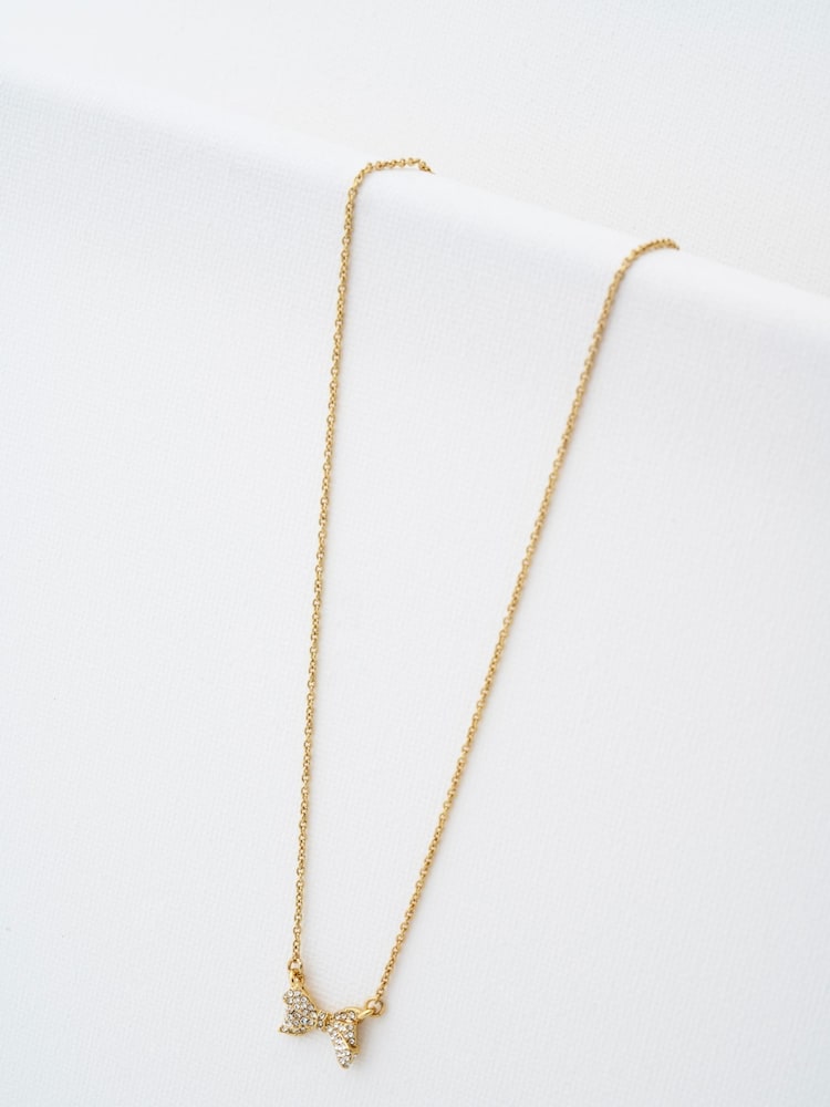 Ted Baker Gold Tone BARSIE Crystal Bow Pendant Necklace - Image 2 of 3 Ted Baker Gold Tone BARSIE Crystal Bow Pendant Necklace - Image 2 of 3