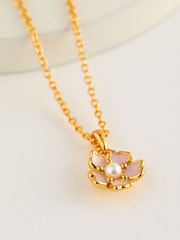 Ted Baker Gold Tone PETIIES: Painted Flower Pendant Necklace - Image 1 of 3