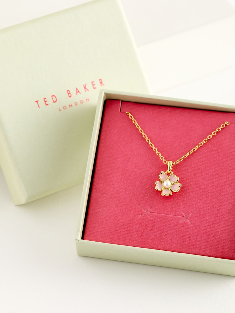 Ted Baker Gold Tone PETIIES: Painted Flower Pendant Necklace - Image 2 of 3