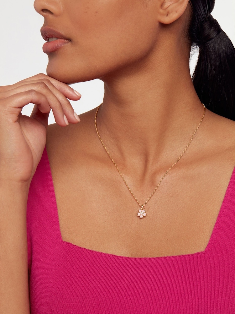 Ted Baker Gold Tone PETIIES: Painted Flower Pendant Necklace - Image 3 of 3