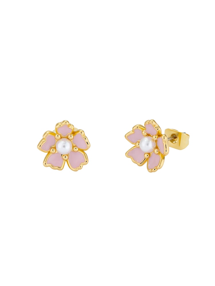 Ted Baker Gold Tone PETI: Painted Flower Stud Earrings - Image 2 of 3