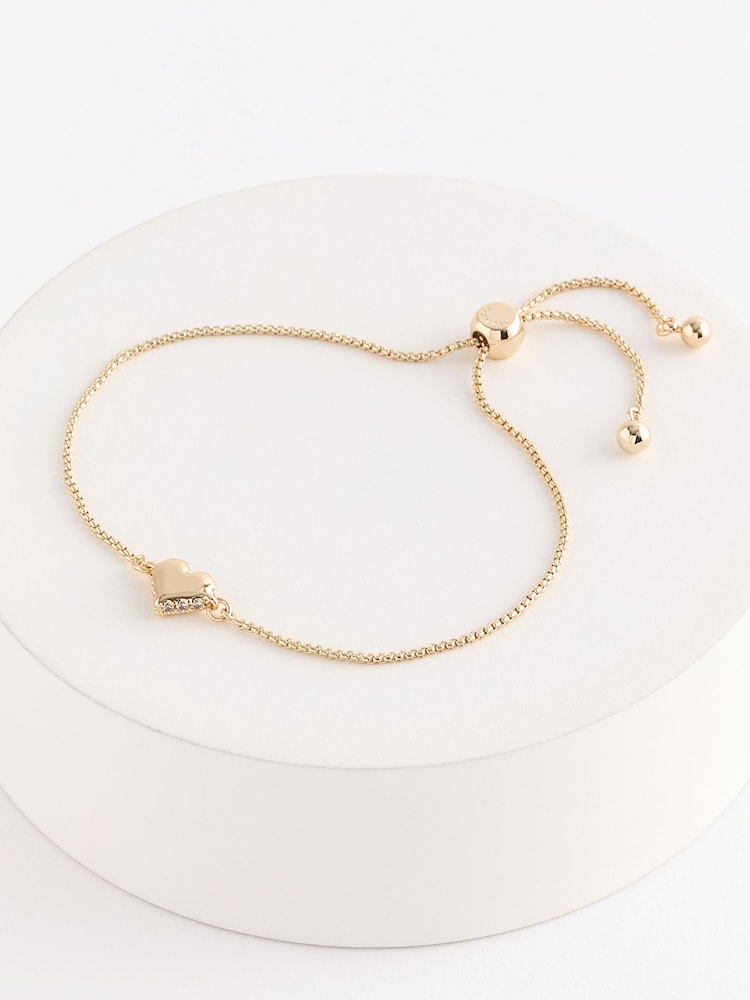 Ted Baker Gold Tone SARSAH: Crystal Sparkle Heart Adjustable Bracelet - Image 2 of 7