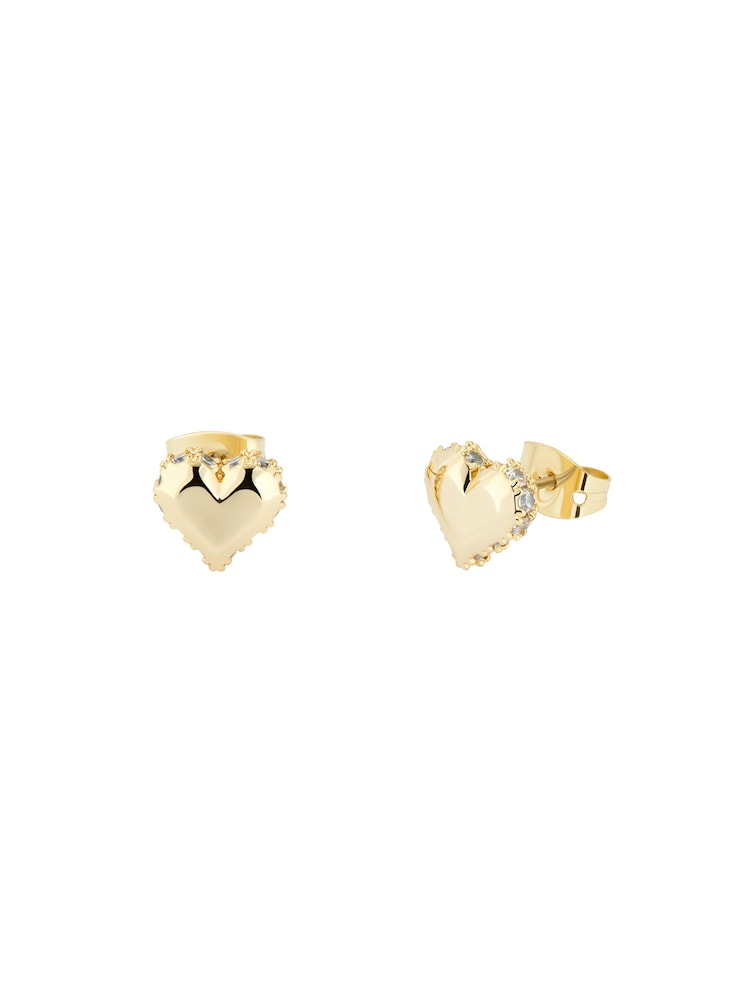 Ted Baker Gold Tone SERSY: Crystal Sparkle Heart Stud Earrings - Image 2 of 5