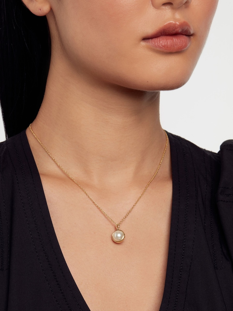 Ted Baker Gold Tone PERRETI: Logo Pearl Pendant Necklace - Image 3 of 3