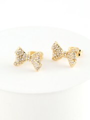 Ted Baker Gold Tone BARSETA: Crystal Bow Stud Earrings - Image 1 of 4