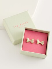 Ted Baker Gold Tone BARSETA: Crystal Bow Stud Earrings - Image 2 of 4