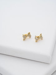 Ted Baker Gold Tone BARSETA: Crystal Bow Stud Earrings - Image 3 of 4