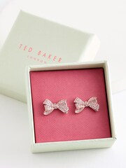 Ted Baker Pink BARSETA: Crystal Bow Stud Earrings - Image 1 of 2
