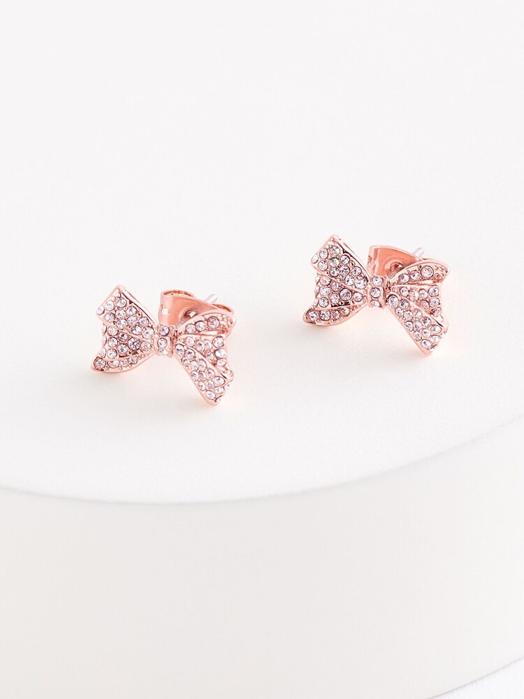 Ted Baker Pink BARSETA: Crystal Bow Stud Earrings - Image 2 of 2