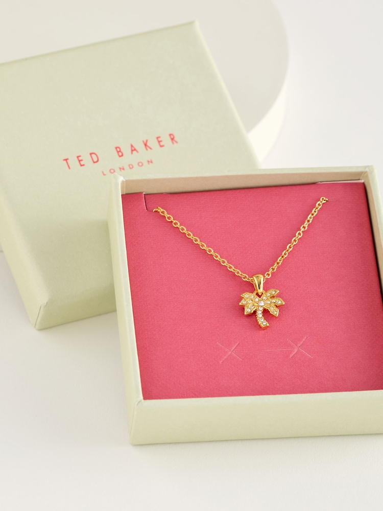 Ted Baker Gold Tone PALMELE: Crystal Palm Tree Pendant Necklace - Image 2 of 2 Ted Baker Gold Tone PALMELE: Crystal Palm Tree Pendant Necklace - Image 2 of 2
