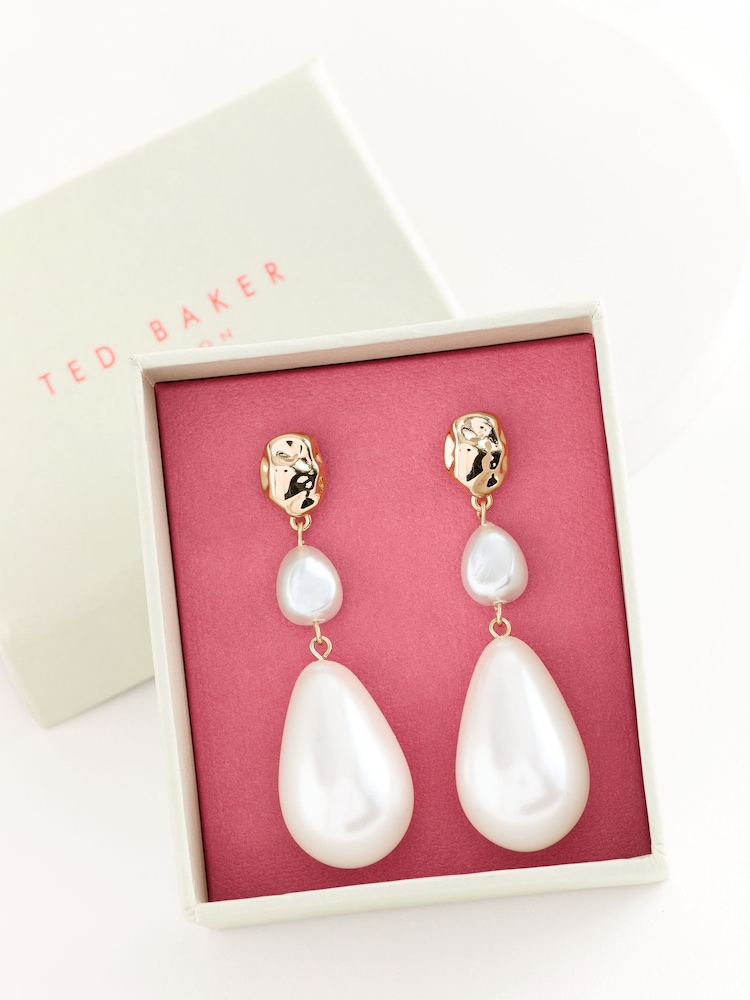 Ted Baker Gold Tone INELIES: Island Pearl Statement Drop Earrings - Image 1 of 2