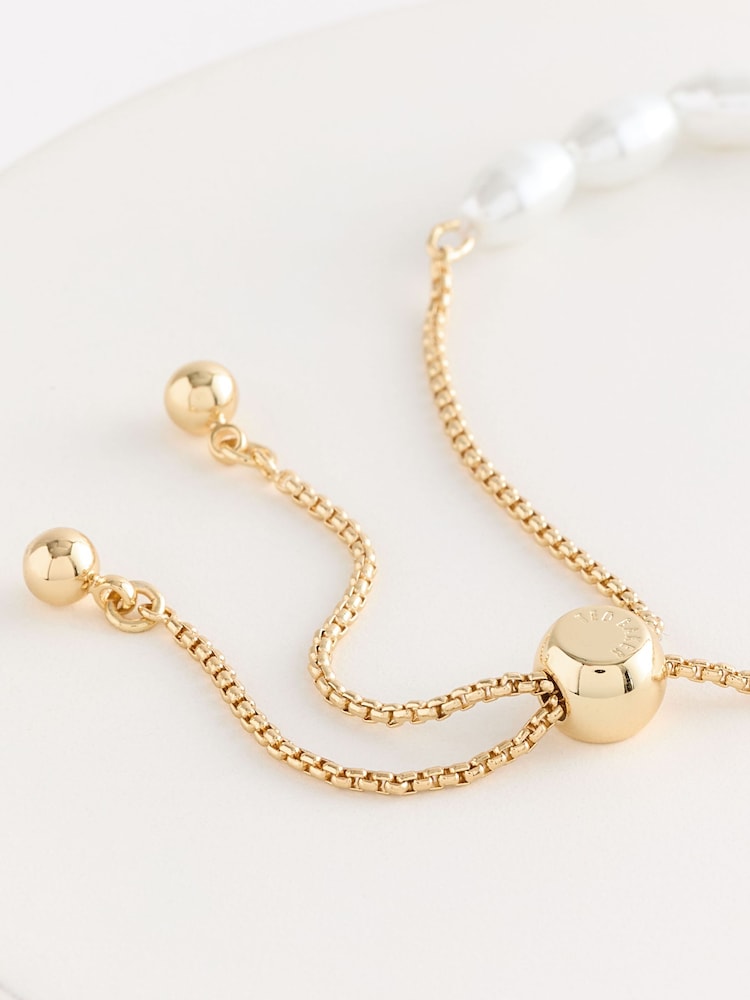 Ted Baker Gold Tone INELA: Island Pearl Bead Adjustable Bracelet - Image 5 of 5