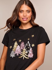 Lipsy Black Christmas T-Shirt - Image 3 of 4