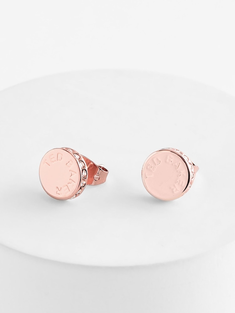 Ted Baker Pink SEESAY: Sparkle Dot Logo Stud Earrings - Image 1 of 2