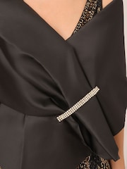 Adrianna Papell Mikado Embellished Wrap Black Poncho - Image 4 of 4