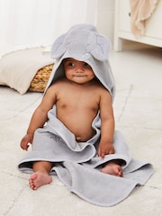 JoJo Maman Bébé Grey Elephant Hooded Towel - Image 1 of 7