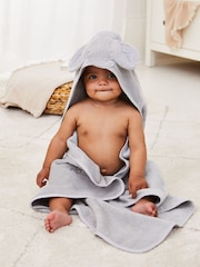 JoJo Maman Bébé Grey Elephant Hooded Towel - Image 2 of 7