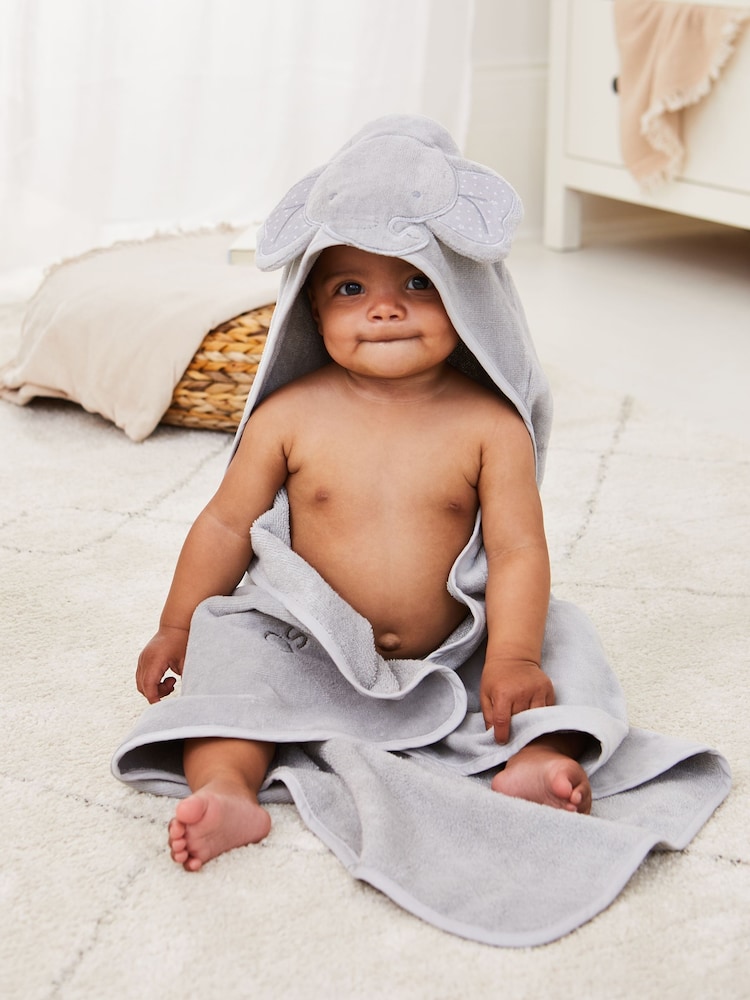 JoJo Maman Bébé Grey Elephant Hooded Towel - Image 2 of 7