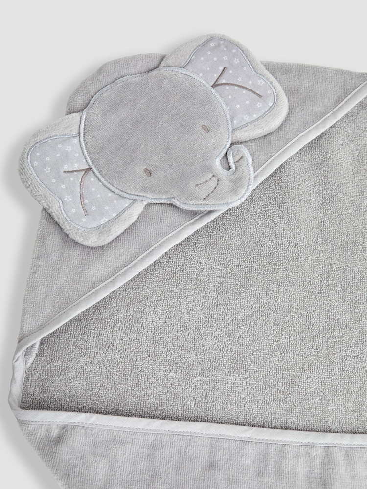 JoJo Maman Bébé Grey Elephant Hooded Towel - Image 7 of 7