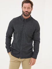 FatFace Dark Grey Long Sleeve Leaf Print 100% Cotton Shirt - Image 1 of 7
