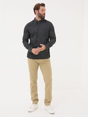 FatFace Dark Grey Long Sleeve Leaf Print 100% Cotton Shirt - Image 3 of 7