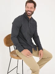 FatFace Dark Grey Long Sleeve Leaf Print 100% Cotton Shirt - Image 4 of 7