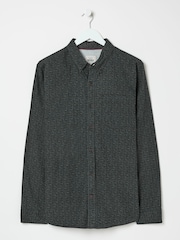 FatFace Dark Grey Long Sleeve Leaf Print 100% Cotton Shirt - Image 6 of 7
