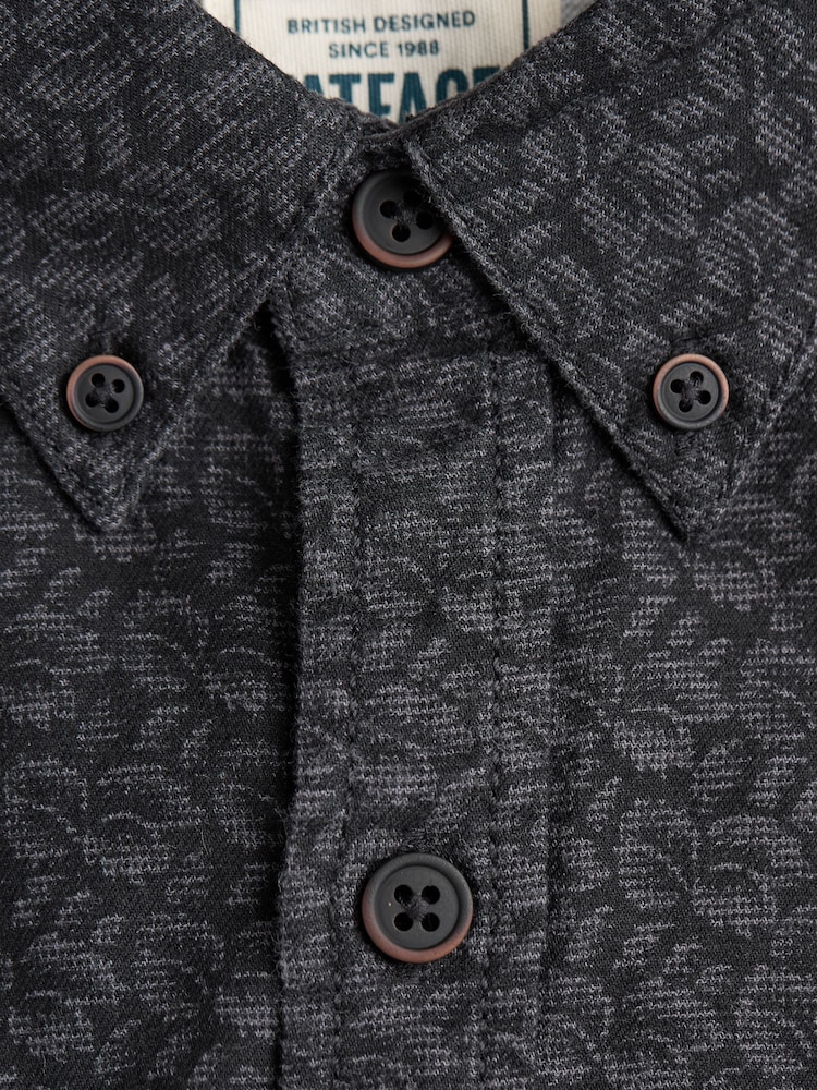 FatFace Dark Grey Long Sleeve Leaf Print 100% Cotton Shirt - Image 7 of 7