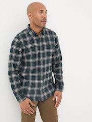 FatFace Dark Teal Long Sleeve Brent Check 100% Cotton Shirt - Image 2 of 7