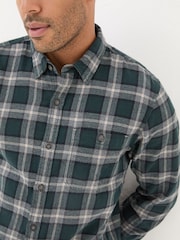 FatFace Dark Teal Long Sleeve Brent Check 100% Cotton Shirt - Image 4 of 7