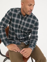 FatFace Dark Teal Long Sleeve Brent Check 100% Cotton Shirt - Image 5 of 7