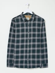 FatFace Dark Teal Long Sleeve Brent Check 100% Cotton Shirt - Image 6 of 7