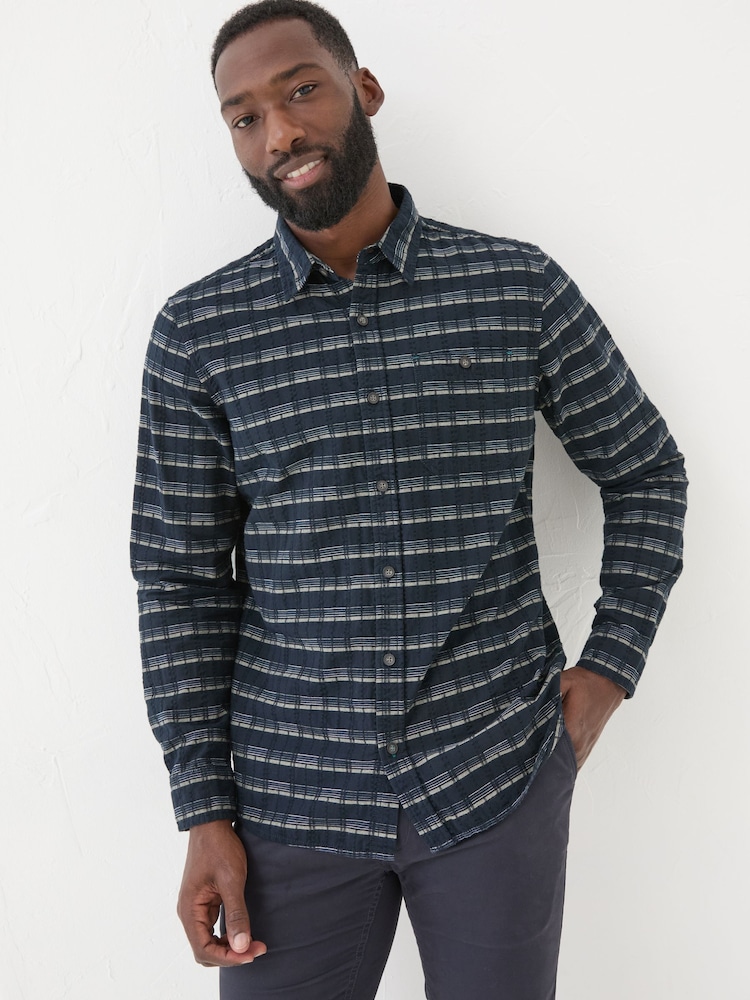 FatFace Navy Long Sleeve Reiff 100% Cotton Shirt - Image 2 of 7 FatFace Navy Long Sleeve Reiff 100% Cotton Shirt - Image 2 of 7