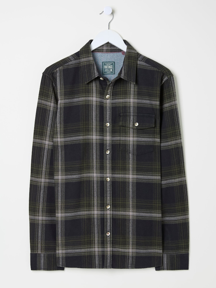 FatFace Dark Green Long Sleeve Selford Check Shirt - Image 6 of 6