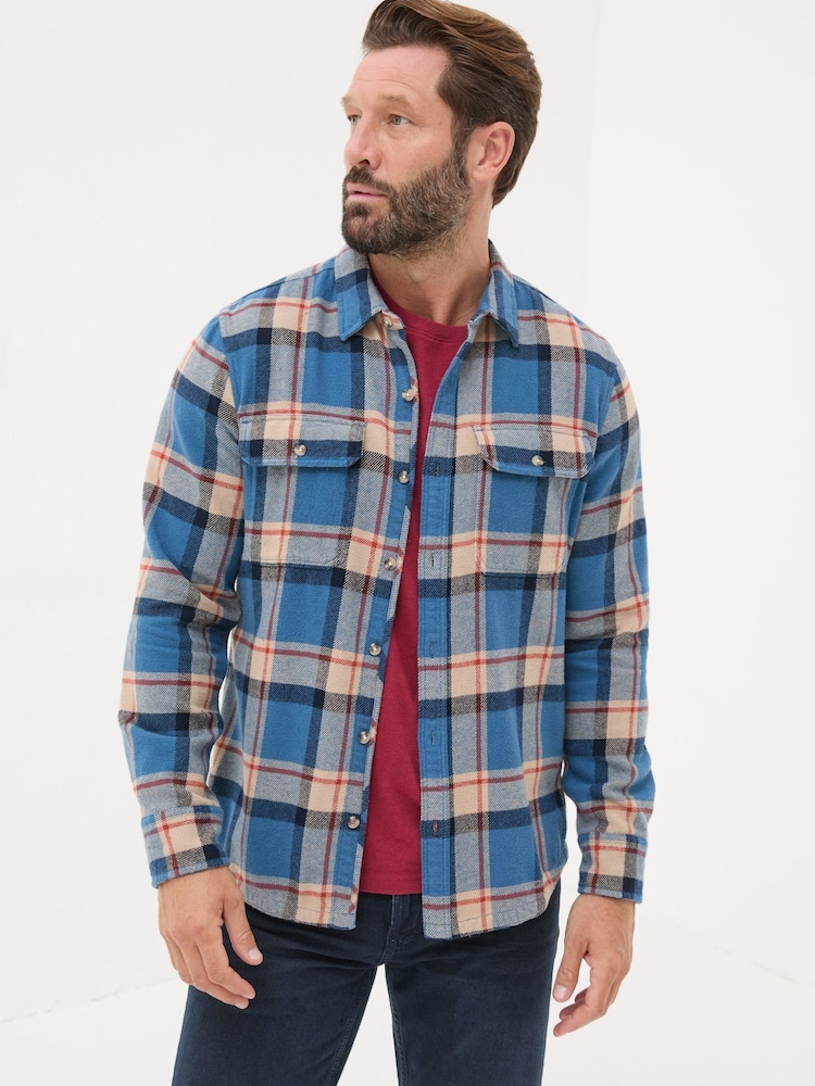 FatFace Blue Long Sleeve Borne Check 100% Cotton Shirt - Image 2 of 6 FatFace Blue Long Sleeve Borne Check 100% Cotton Shirt - Image 2 of 6