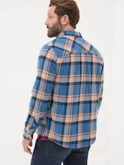 FatFace Blue Long Sleeve Borne Check 100% Cotton Shirt - Image 3 of 6
