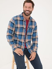 FatFace Blue Long Sleeve Borne Check 100% Cotton Shirt - Image 4 of 6