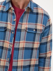 FatFace Blue Long Sleeve Borne Check 100% Cotton Shirt - Image 5 of 6