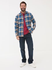 FatFace Blue Long Sleeve Borne Check 100% Cotton Shirt - Image 7 of 7
