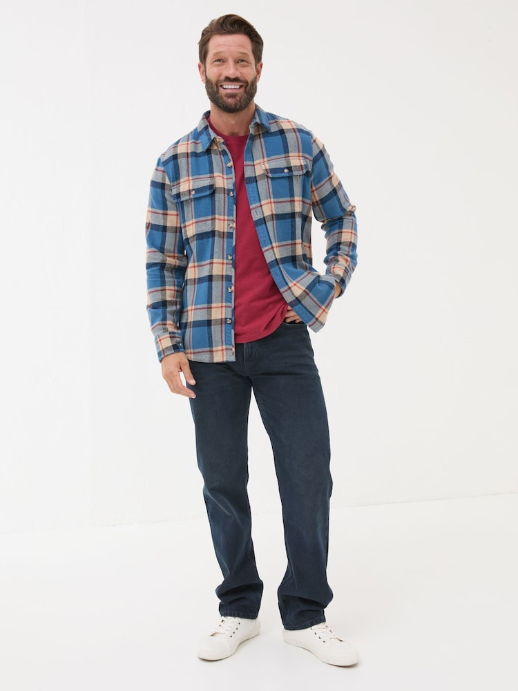 FatFace Blue Long Sleeve Borne Check 100% Cotton Shirt - Image 7 of 7