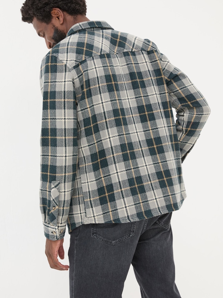 FatFace Grey Long Sleeve Herringbone Rafety Check 100% Cotton Shirt - Image 2 of 6