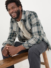 FatFace Grey Long Sleeve Herringbone Rafety Check 100% Cotton Shirt - Image 5 of 6