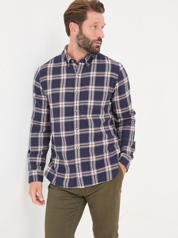 FatFace Purple Long Sleeve Ombre Check 100% Cotton Shirt - Image 1 of 6 FatFace Purple Long Sleeve Ombre Check 100% Cotton Shirt - Image 1 of 6