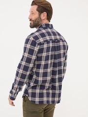 FatFace Purple Long Sleeve Ombre Check 100% Cotton Shirt - Image 2 of 6