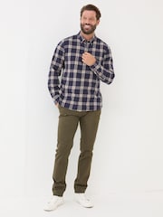 FatFace Purple Long Sleeve Ombre Check 100% Cotton Shirt - Image 3 of 6
