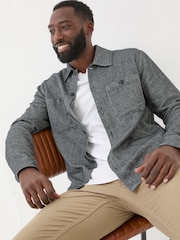 FatFace Dark Grey Long Sleeve Blyth Plain Shirt - Image 3 of 5