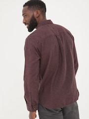 FatFace Burgundy Red Long Sleeve Oxlow Plain 100% Cotton Shirt - Image 2 of 6