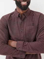 FatFace Burgundy Red Long Sleeve Oxlow Plain 100% Cotton Shirt - Image 4 of 6