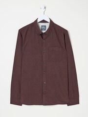 FatFace Burgundy Red Long Sleeve Oxlow Plain 100% Cotton Shirt - Image 5 of 6