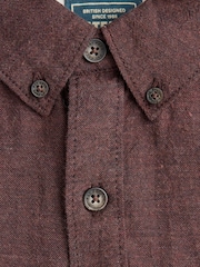 FatFace Burgundy Red Long Sleeve Oxlow Plain 100% Cotton Shirt - Image 6 of 6